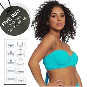 Coco Reef Five Way Bra Sized Underwire Aqua Breeze Bikini Top